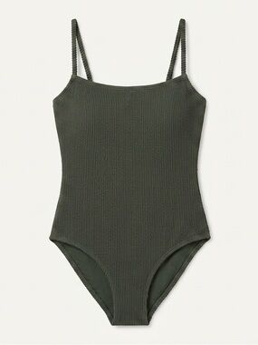 Kona Sol Olive Green Ribbed One-Piece Swimsuit